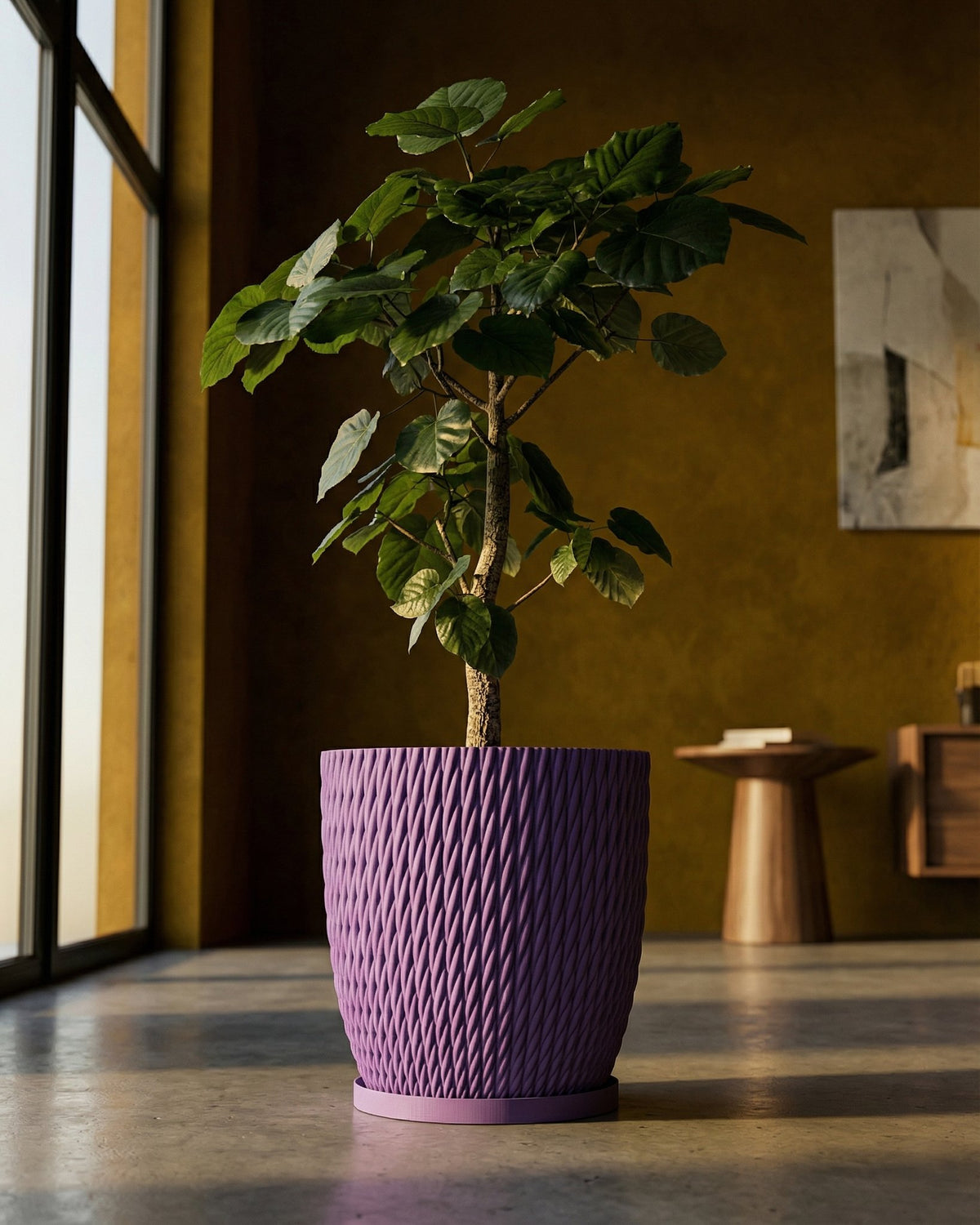 purple planter indoor Planter Pot With Drainage, Saucer Included