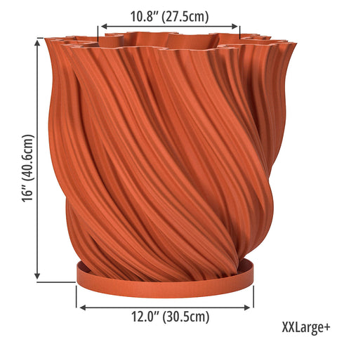 orange plastic plant pots Planter Pot With Drainage, Saucer Included