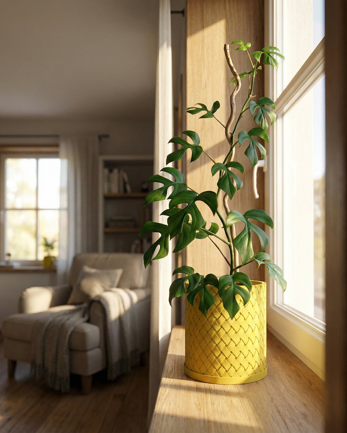 bright yellow plant pot Planter Pot With Drainage, Saucer Included