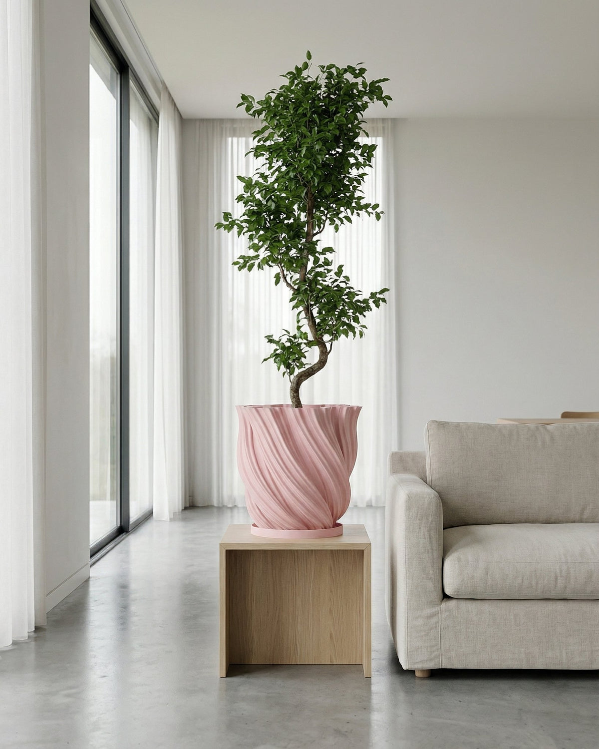 large pink indoor plant pot Planter Pot With Drainage, Saucer Included