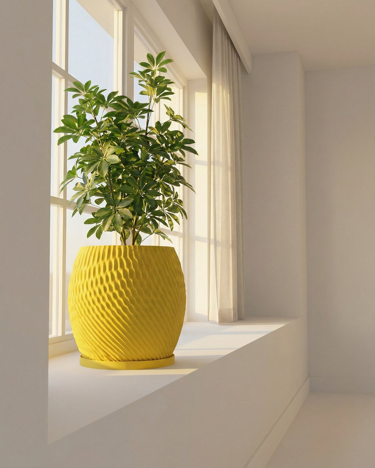 bright yellow plant pot Planter Pot With Drainage, Saucer Included