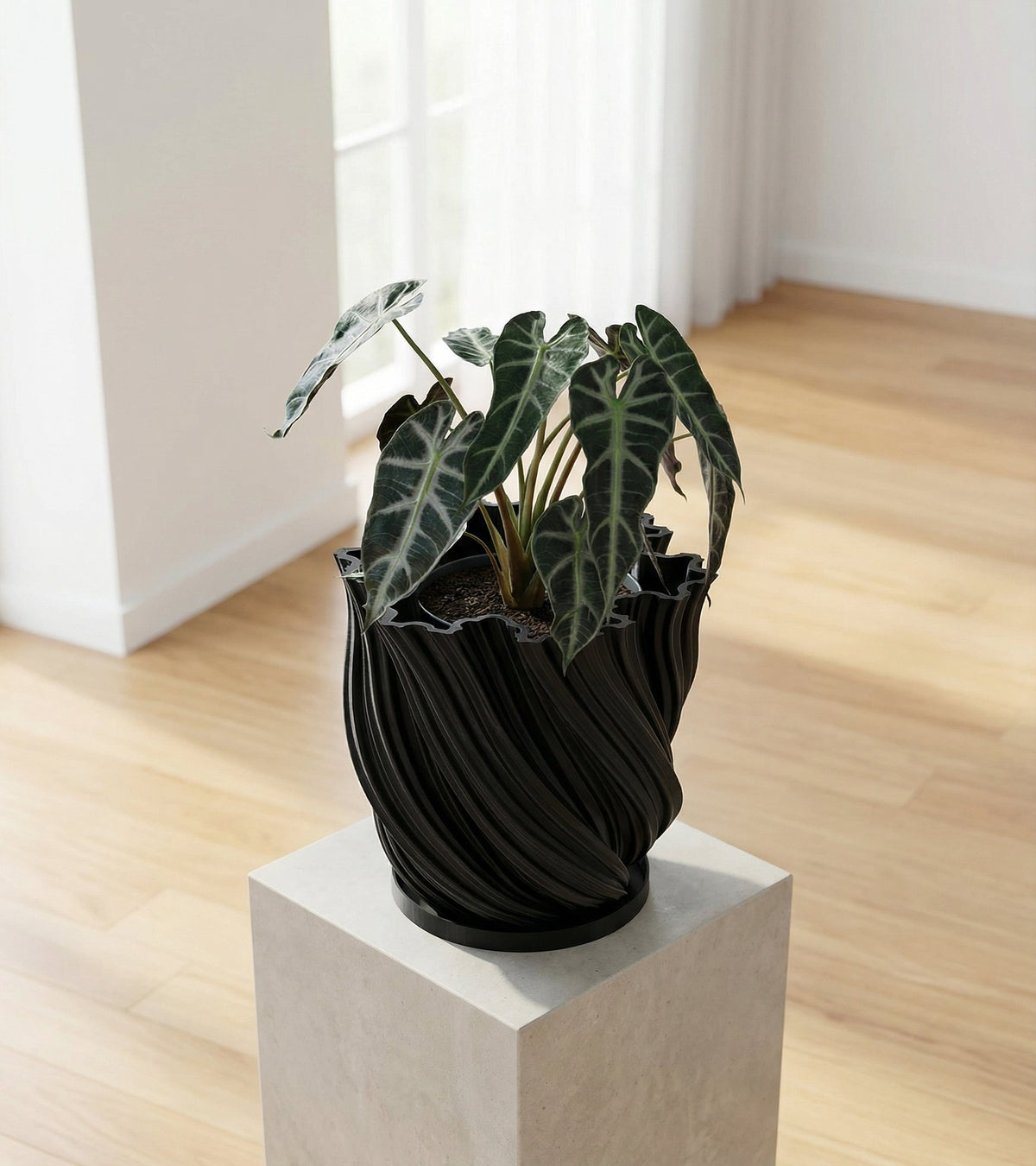 black ceramic indoor plant pots Planter Pot With Drainage, Saucer Included