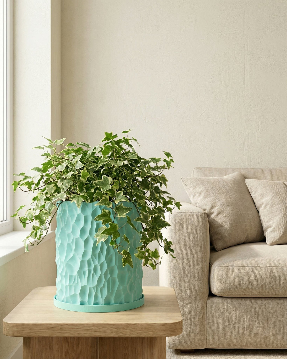 turquoise indoor plant pot Planter Pot With Drainage, Saucer Included