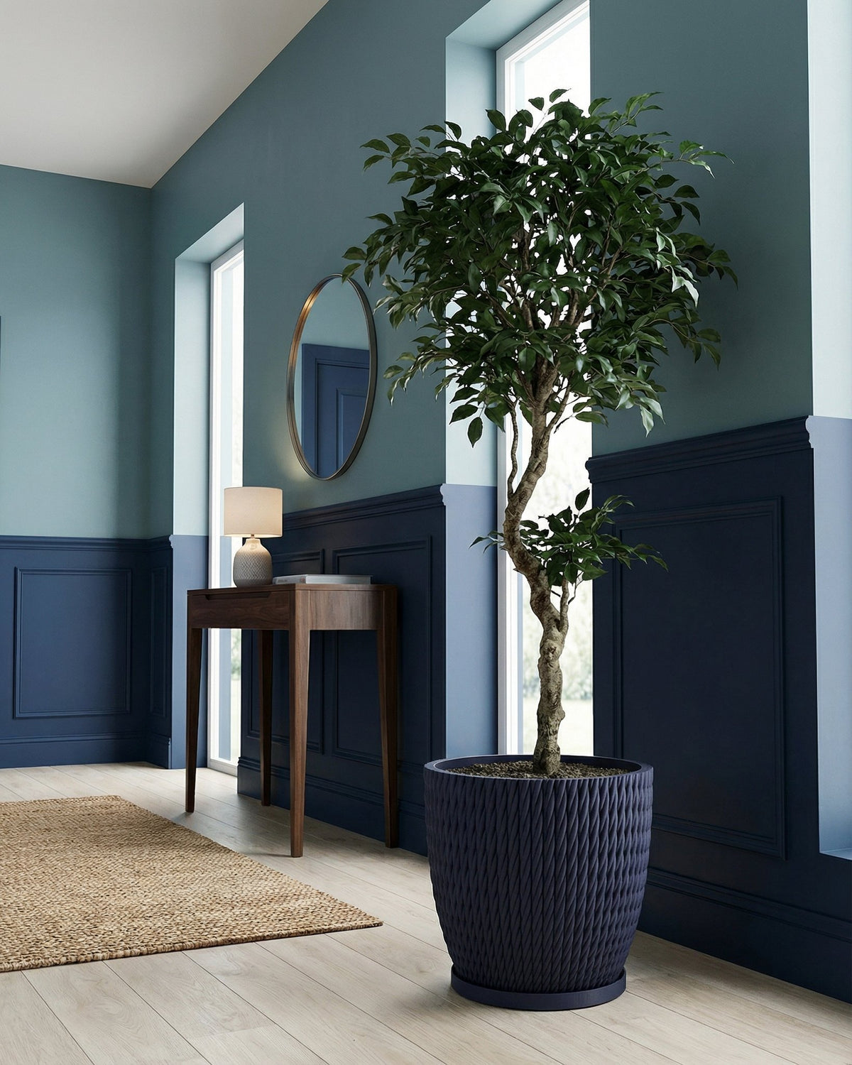 navy indoor planter Planter Pot With Drainage, Saucer Included