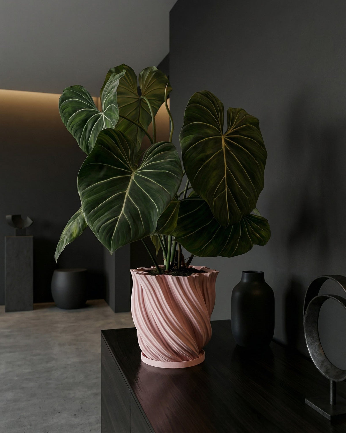 pink plant pot indoor Planter Pot With Drainage, Saucer Included