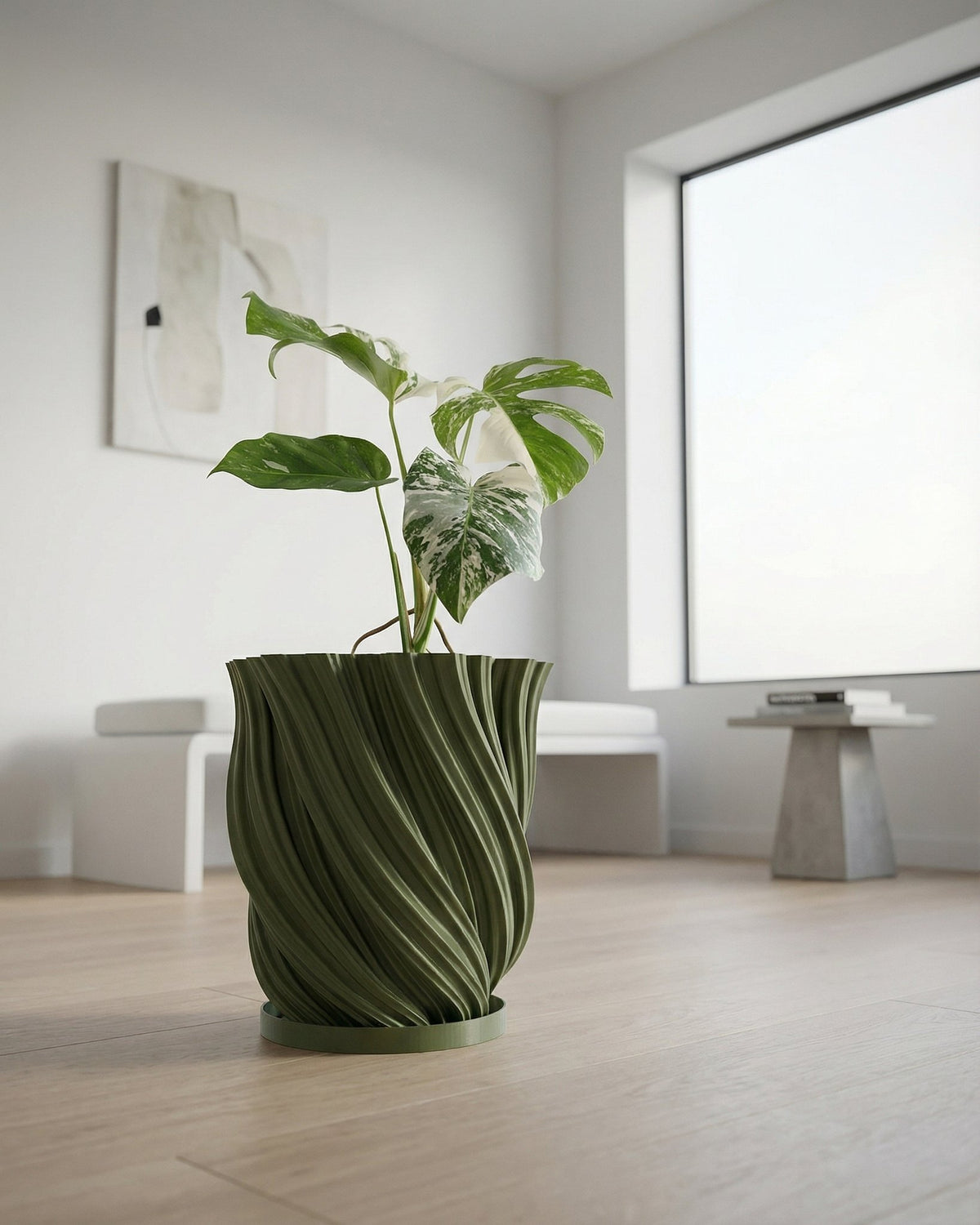 green ceramic indoor plant pots Planter Pot With Drainage, Saucer Included